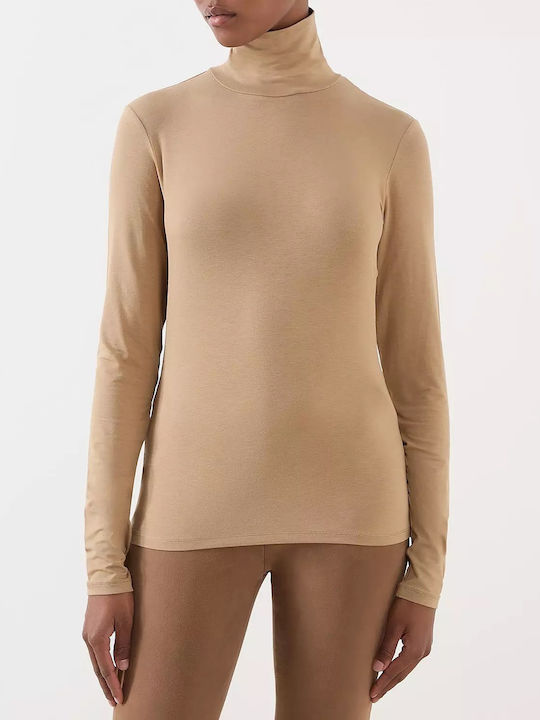 Women's Athletic Blouse Long Sleeve Brown