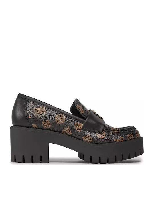 Leder Damen Mokassins in Braun Farbe