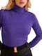 Mind Matter Women's Long Sleeve Sweater Turtleneck Purple