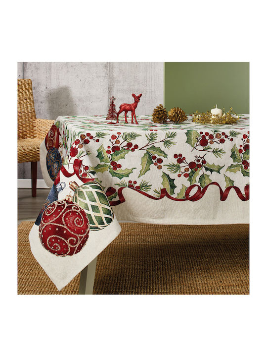 Whitegg Christmas Tablecloth Fabric Beige L320xW160cm 1pcs