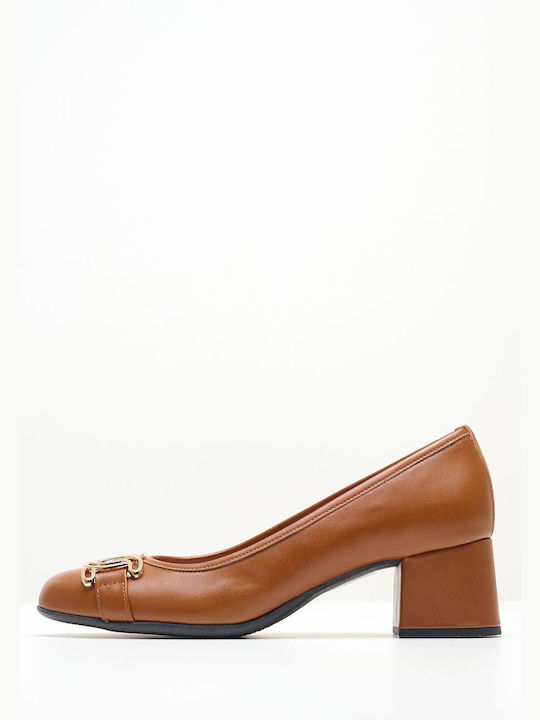 Mortoglou Leather Tabac Brown Heels