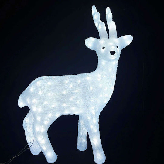 Aca Осветена Коледна Пластмасова Фигура Северни елени Бял Височина 74.5см. Standing Reindeer