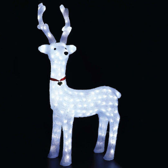 Aca Beleuchtet Weihnachtliche Kunststoff Figur Rentier Weiß Länge 52cm Standing Reindeer