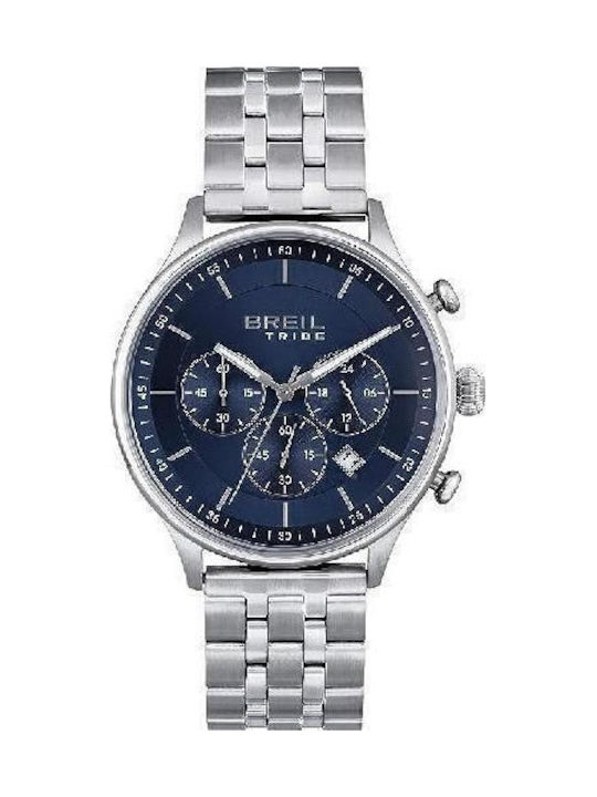 Breil Ανδρικό Ρολόι Χρονογράφος Μπαταρίας με Ασημί Μεταλλικό Μπρασελέ