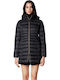 Lang Damen Puffer Jacke für Winter Schwarz
