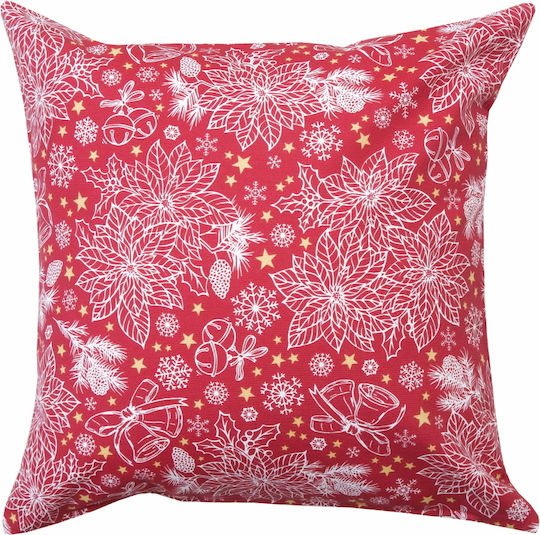 Dimeco Weihnachtsdekorativer Kissenbezug Quadratisch Rot 45x45cm