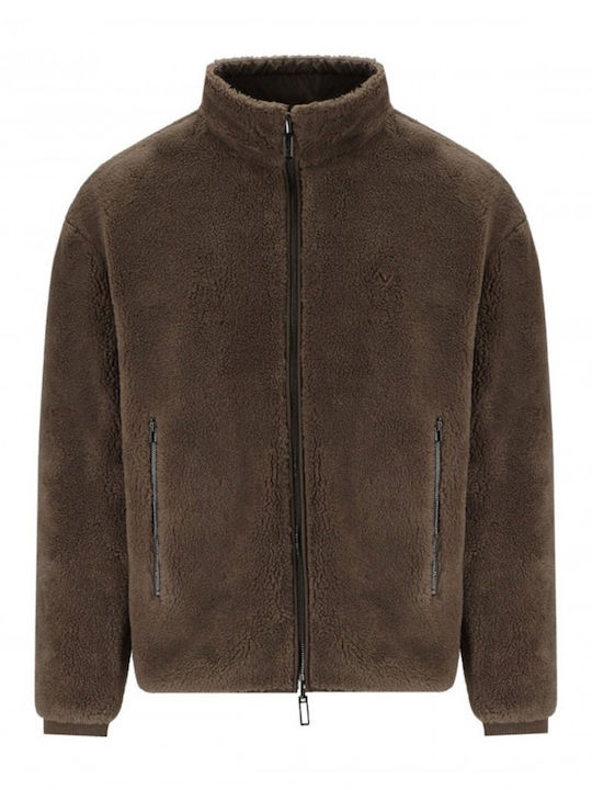 Men's Cardigan with Hood Brown