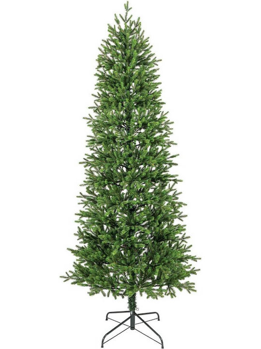 Christmas Slim Green Tree with Trunk Base and Built in Branches H240cm