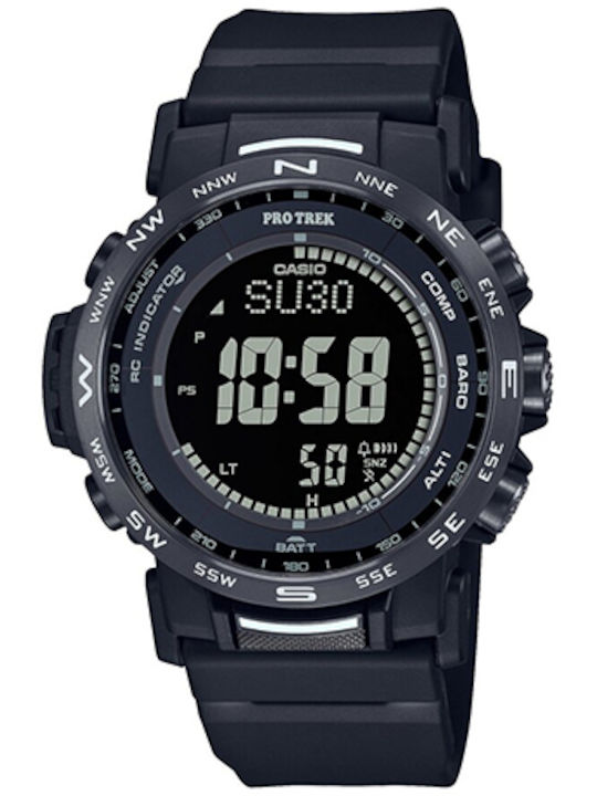 Casio Ψηφιακό Ανδρικό Ρολόι Χρονογράφος Μπαταρίας με Μαύρο Καουτσούκ Λουράκι