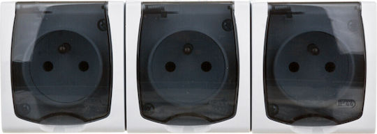 Ospel Madera Triple External Waterproof Power Socket with Transparent Lid