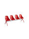 Dreisitziger Wartesessel Red 200x54x84cm 1Stück