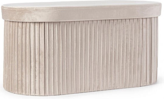 Hocker Bankhocker Mit Stauraum Gepolstert mit Samt Jocelyn Beige 76x38x38cm