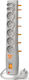 Acar P7 Steckdosenleiste 7 Positionen mit Kabel 5m Gray