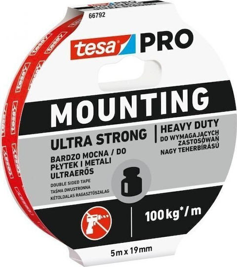 Tesa Pro Ultra Strong Αυτοκόλλητη Ταινία Διπλής Όψης 5mx19mm