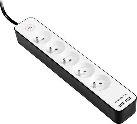 Tracer Bandă de alimentare 5 Prize cu 2 USB-A și Cablu 1.5m