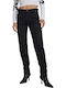 Dama Tesatura Pantaloni Cargo cu Croială Slim Negru