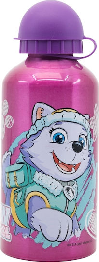 Stor Kinderflasche Pfoten-Patrouille Aluminium Rosa 400ml (Verschiedene Designs/Farben)