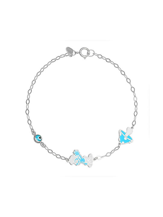 Ioannis Κόσμημα Kids Silver Bracelet with Evil Eye for Girl