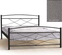 8214 Κρεβάτι Ημίδιπλο Μεταλλικό Γκρι για Στρώμα 120x200cm