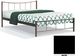 8214 Κρεβάτι Ημίδιπλο Μεταλλικό Μαύρο για Στρώμα 130x200cm