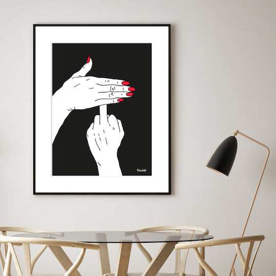 Reveal Your Thoughts Middle Finger Art Κάδρο Χάρτινο 30x40cm