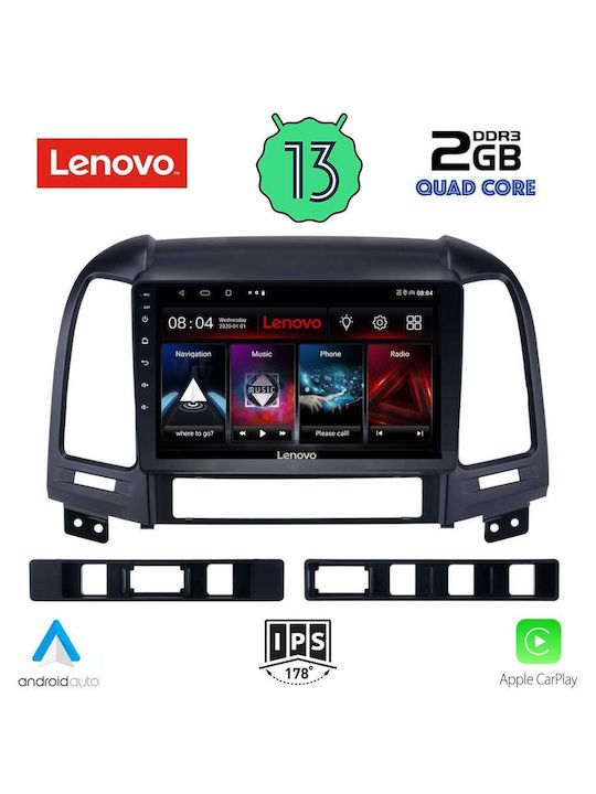 Lenovo Sistem Audio Auto pentru Hyundai Santa Fe 2005-2013 (Bluetooth/USB/WiFi/GPS/Apple-Carplay/Android-Auto) cu Ecran Tactil 9"