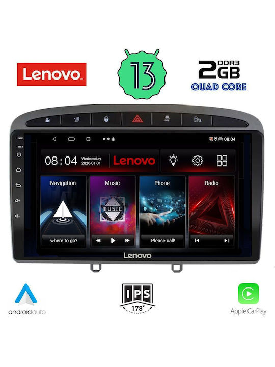 Lenovo Ηχοσύστημα Αυτοκινήτου για Peugeot 308 2007-2012 (Bluetooth/USB/WiFi/GPS/Apple-Carplay/Android-Auto) με Οθόνη Αφής 9"