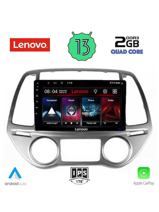 Lenovo Sistem Audio Auto pentru Hyundai i20 2008-2012 cu Clima (Bluetooth/USB/WiFi/GPS/Apple-Carplay/Android-Auto) cu Ecran Tactil 9"