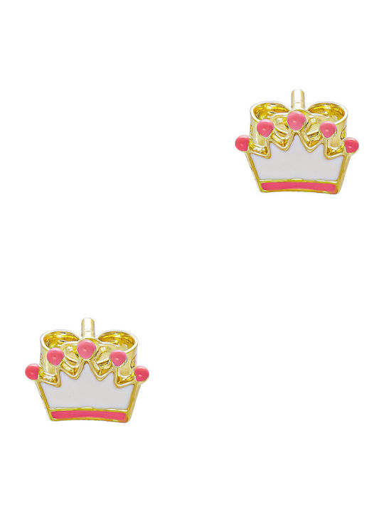 Kiriakos Gofas Kids Earrings Studs Crowns from Gold 9K