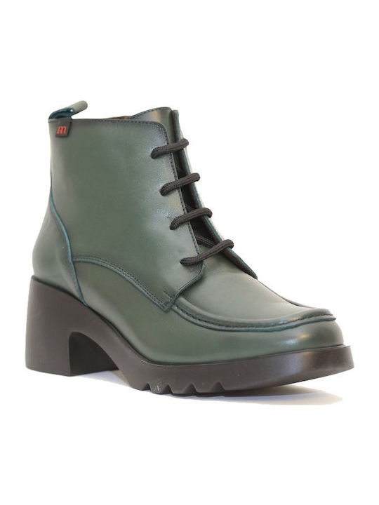 Leder Stiefeletten Damen Grün