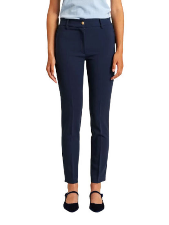 Forel Women's Crepe Trousers in Slim Fit Blue