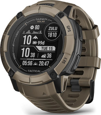 Garmin Watch Solar with Brown Rubber Strap