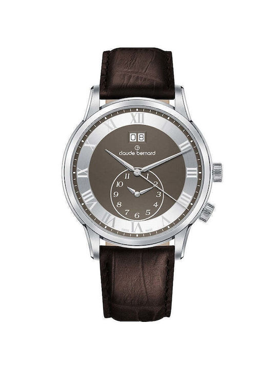 Claude Bernard Classic Watch Battery with Brown Leather Strap