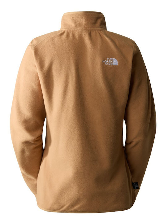 The North Face 100 Glacier Fleece Γυναικεία Ζακέτα με Φερμουάρ σε Μπεζ Χρώμα