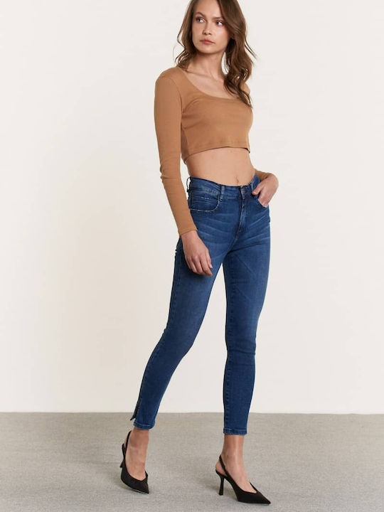 Edward Jeans Ψηλόμεσο Γυναικείο Jean Παντελόνι σε Slim Εφαρμογή