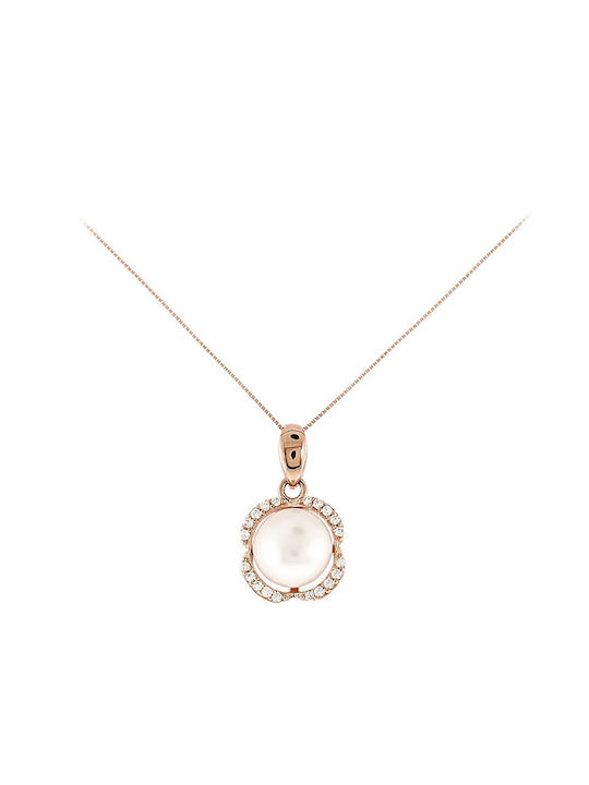 Senzio Belibasakis Necklace Rosette from Rose Gold 14K with Zircon