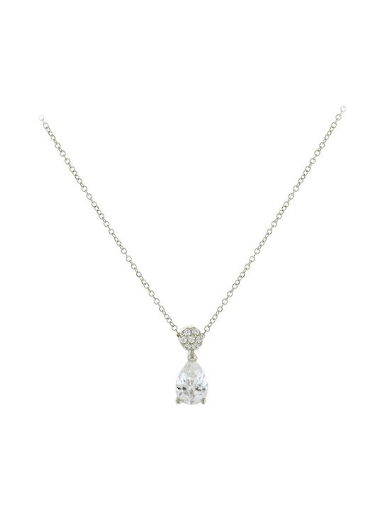 Senzio Belibasakis Necklace from White Gold 9 K with Zircon