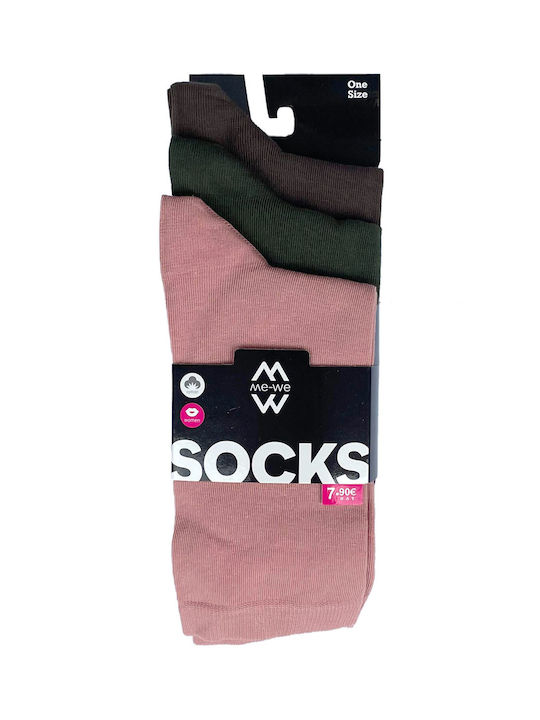 ME-WE Women's Solid Color Socks Multicolour 3Pack