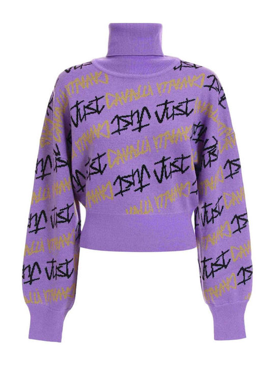 Just Cavalli Women's Long Sleeve Pullover Wool Purple