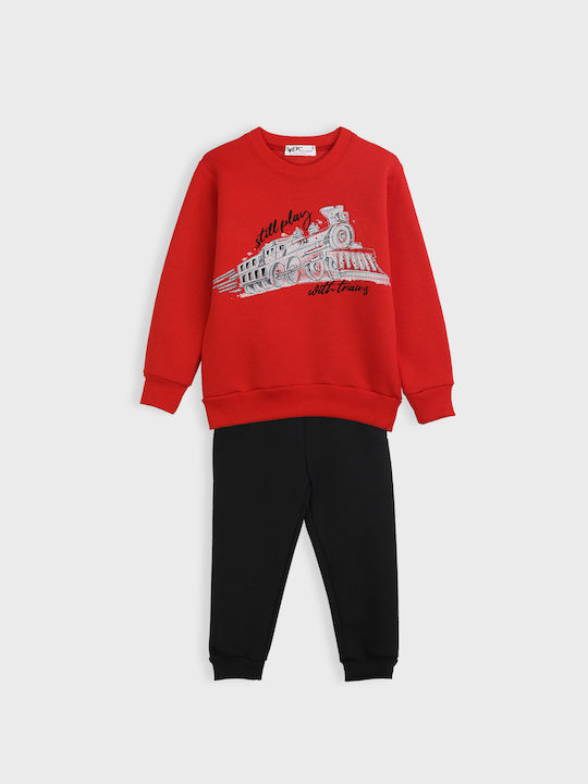 Nek Kids Wear Copilăresc Set de pantaloni de trening Roșu 2buc