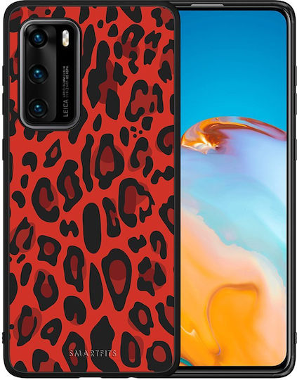 Smartfits Animal Red Leopard Umschlag Rückseite Rot (Huawei P40) 5430060548251_35209214132379