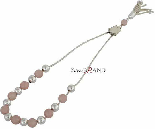 SilverBrand.gr Κομπολόι από Ασήμι Μήκους 1εκ. Ροζ