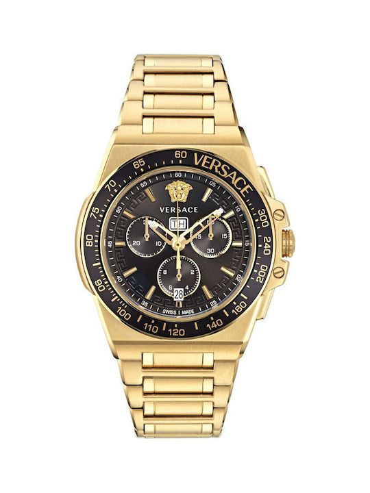 Versace Greca Extreme Uhr Chronograph Batterie mit Gold Metallarmband