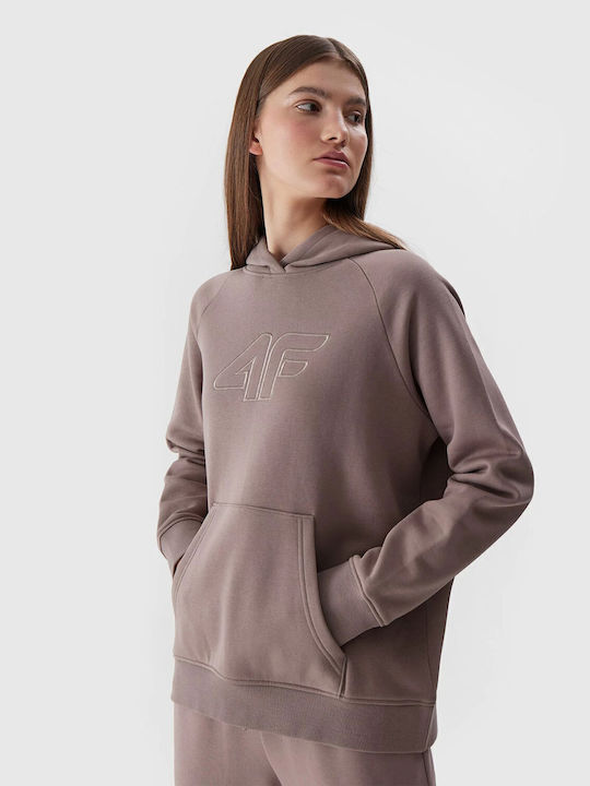 4F Damen Sweatshirt Kapuzen Beige