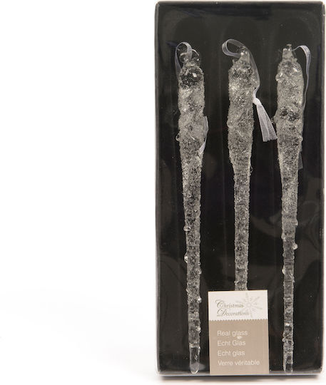 Set Ornaments Stalactites Glass Transparent 2x20cm 3pcs Set Ornaments Stalactites Glass Transparent 2x20cm 3pcs