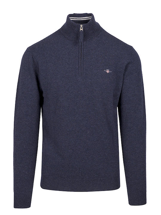 Gant Men's Long Sleeve Sweater with Zipper Navy Blue