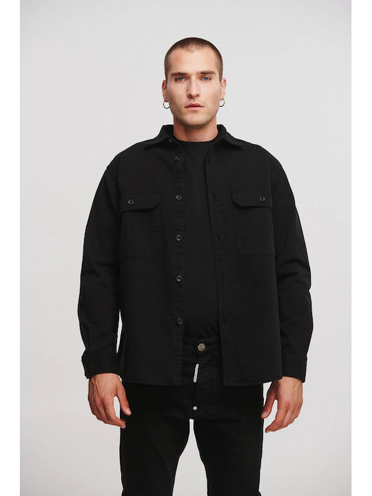 Μακρυμάνικo Overshirt Μαύρο