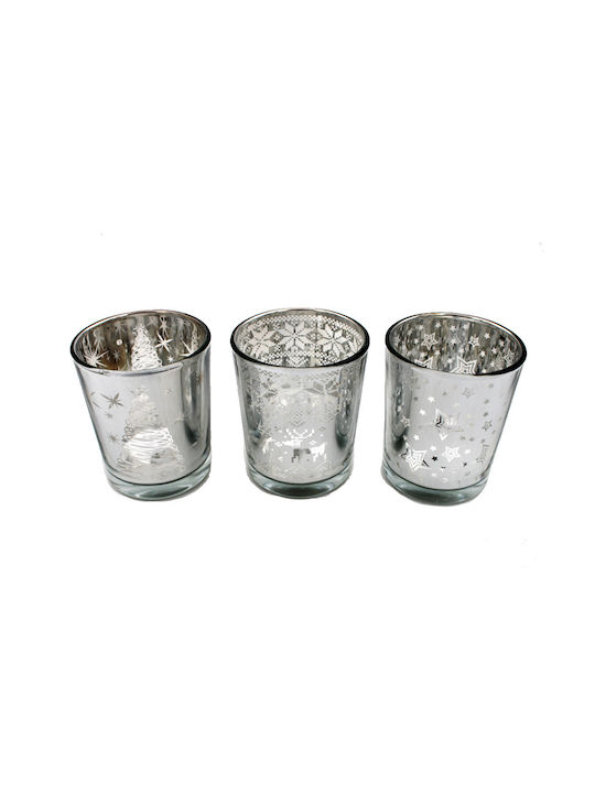 Christmas Silver Candlestick 6.5x5.5cm (Μiscellaneous Colors)