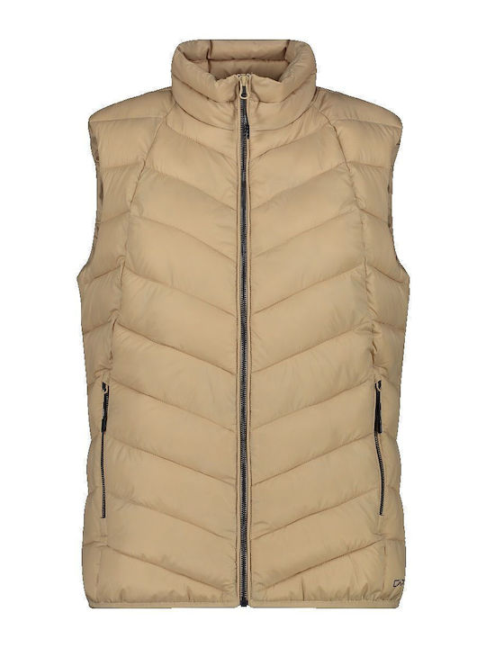Women's Short Puffer Jacket Waterproof for Winter Beige