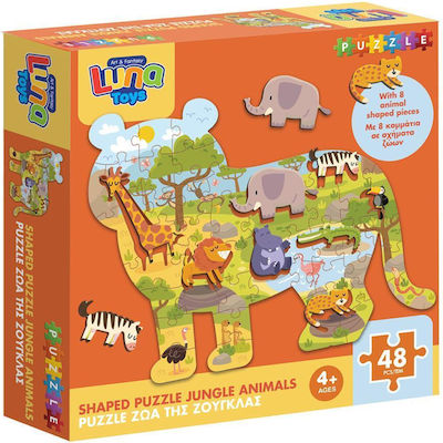 Παιδικό Puzzle Ζώα Της Ζούγκλας 48pcs για 4+ Ετών Luna